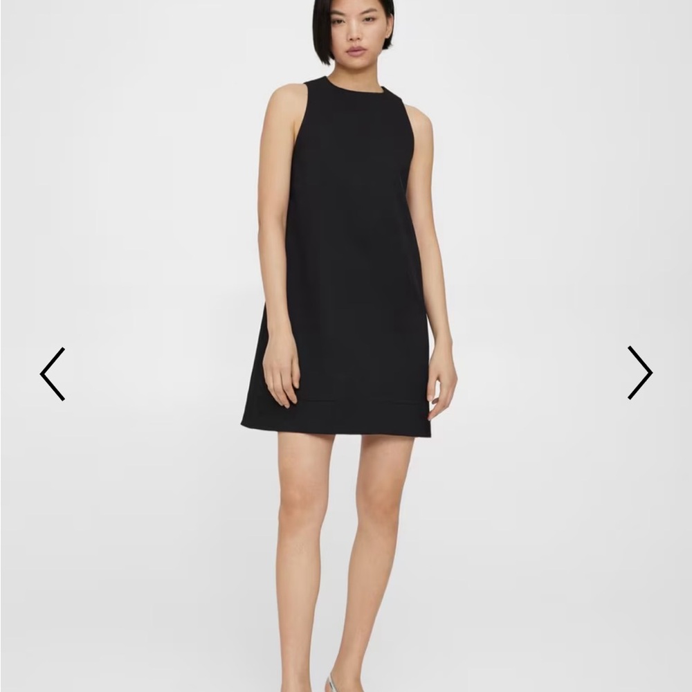 Theory A-Line Black mini Sleeveless shift Dress pockets wool made in USA size 6